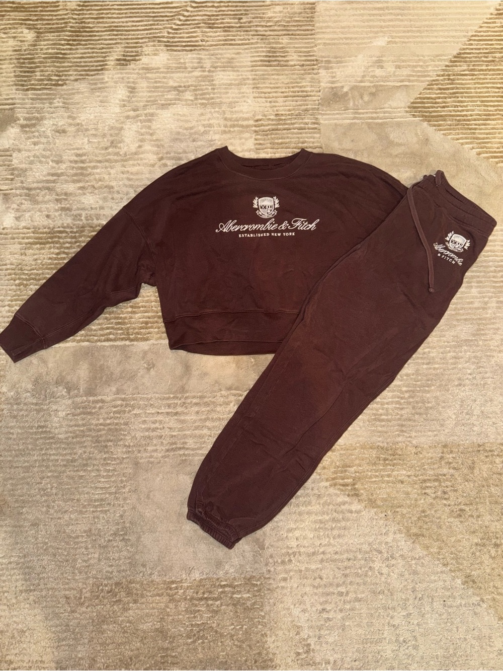 Abercrombie & Fitch Brown Logo Sweatshirt and Joggers Set